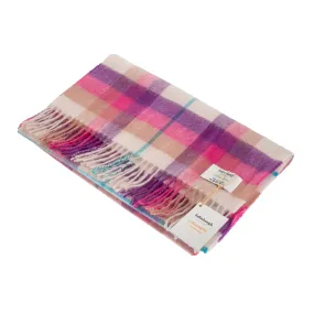 100% Cashmere Wide Tartan Scarf Galaxy Plaid Pink