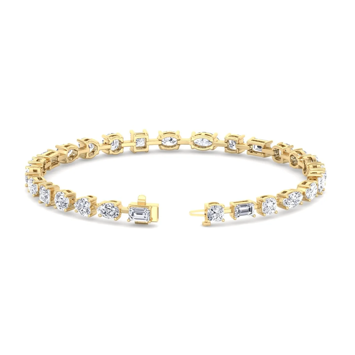 10.50CT T.W Multi Shape Natural Diamond Tennis Bracelet 14K Solid Gold