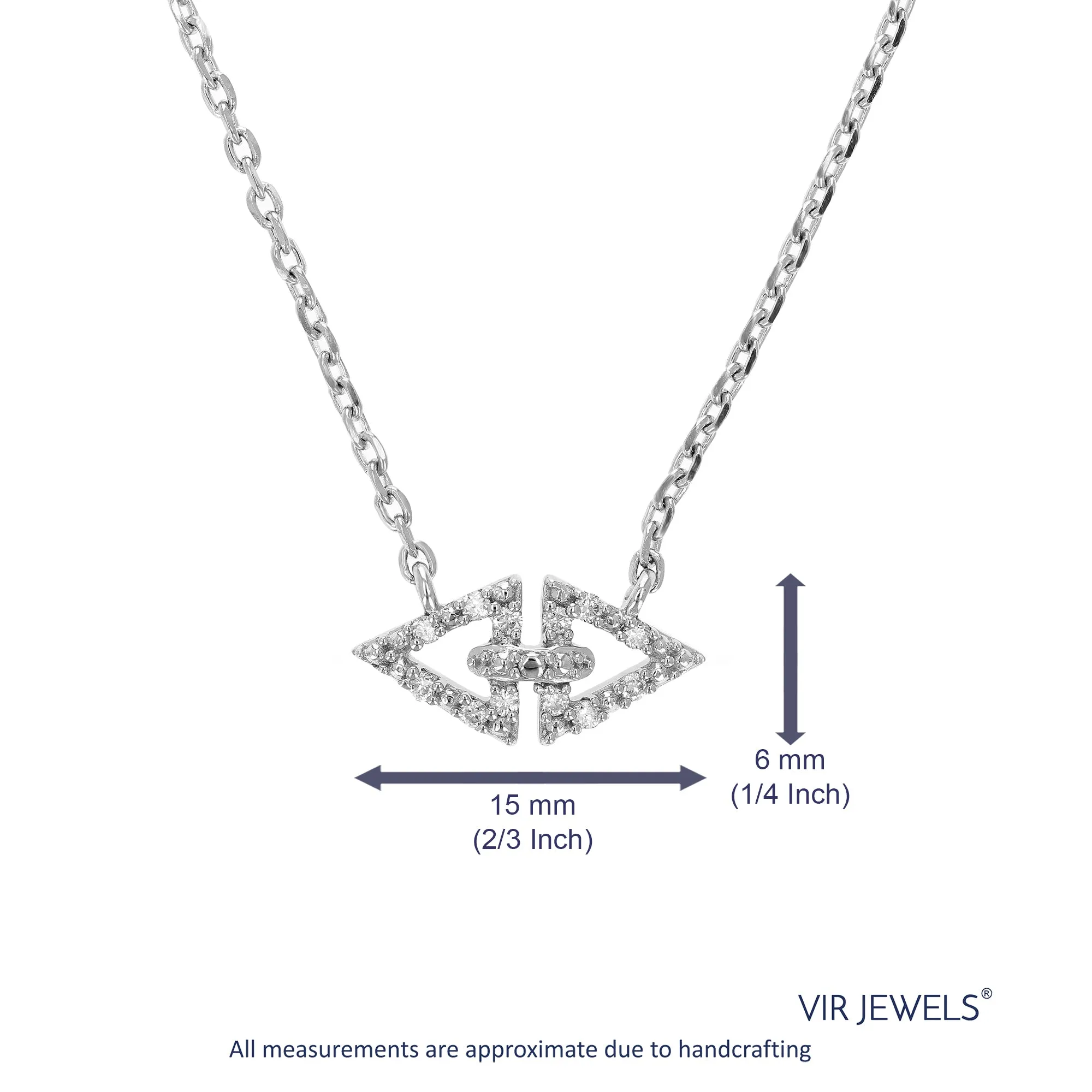 1/10 cttw Lab Grown Diamond Evil Eye Pendant Necklace .925 Sterling Silver with 18 Inch Chain, Size 1/4 Inch