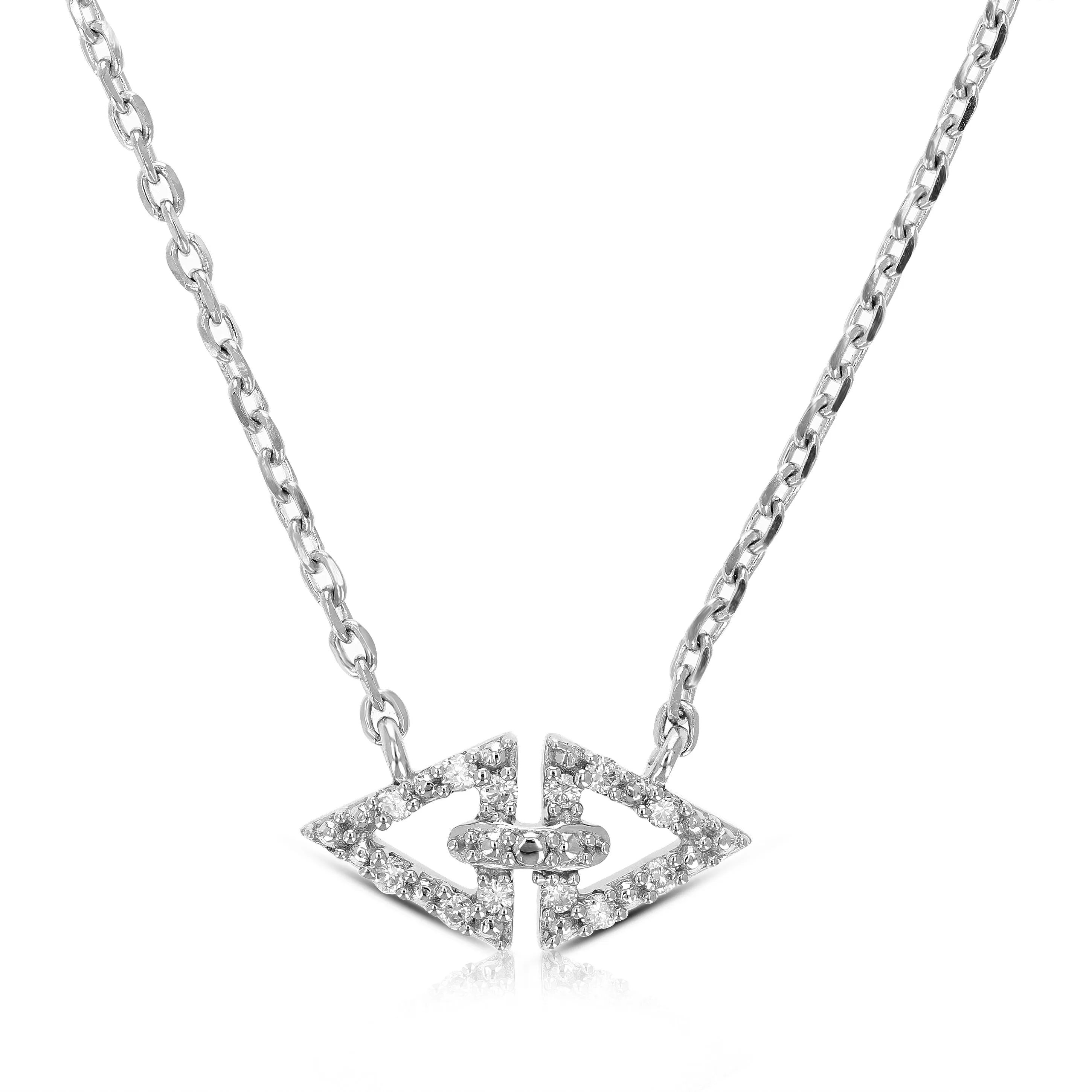 1/10 cttw Lab Grown Diamond Evil Eye Pendant Necklace .925 Sterling Silver with 18 Inch Chain, Size 1/4 Inch