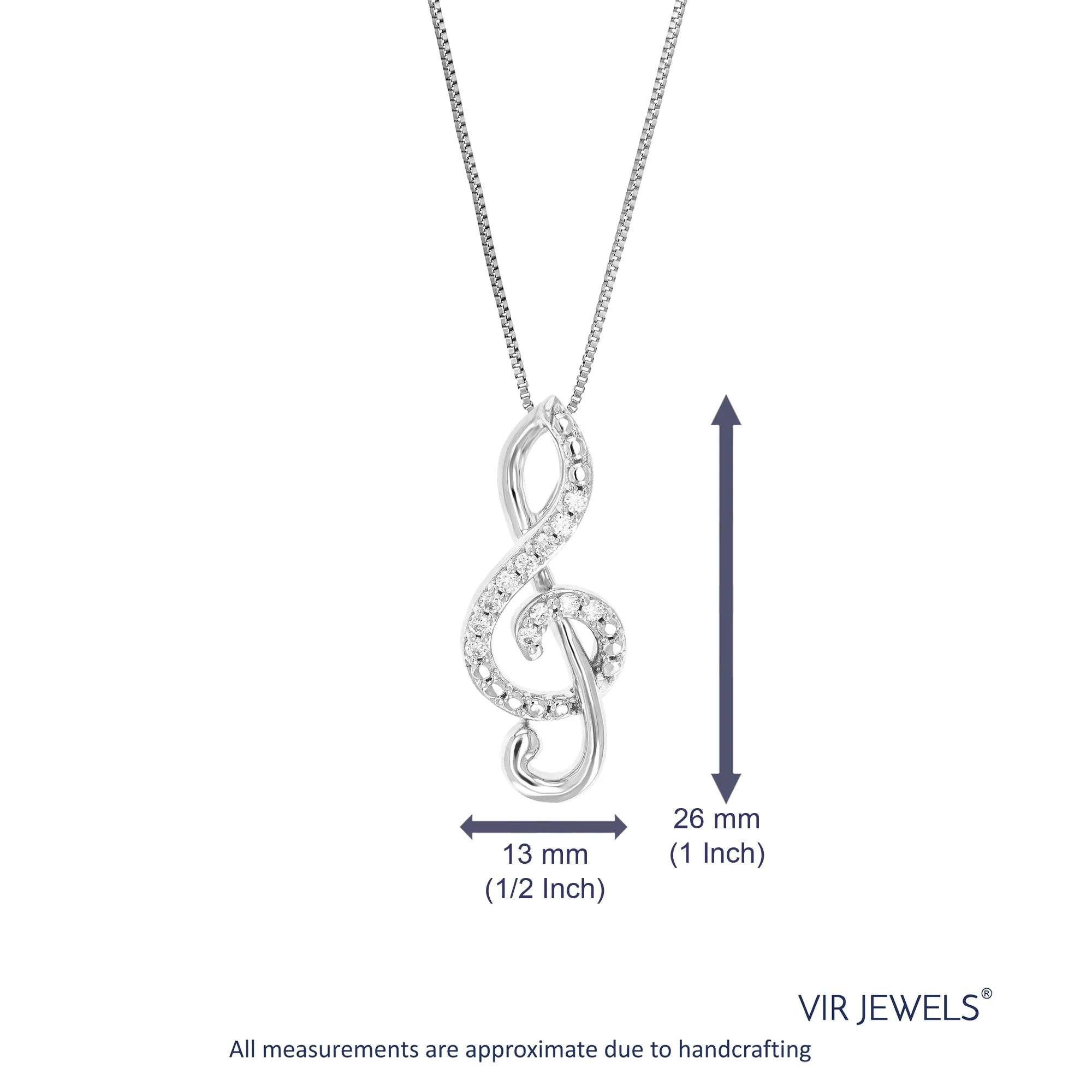 1/10 cttw Lab Grown Round Diamond Pendant Necklace .925 Sterling Silver 1/4 Inch With 18 Inch Chain