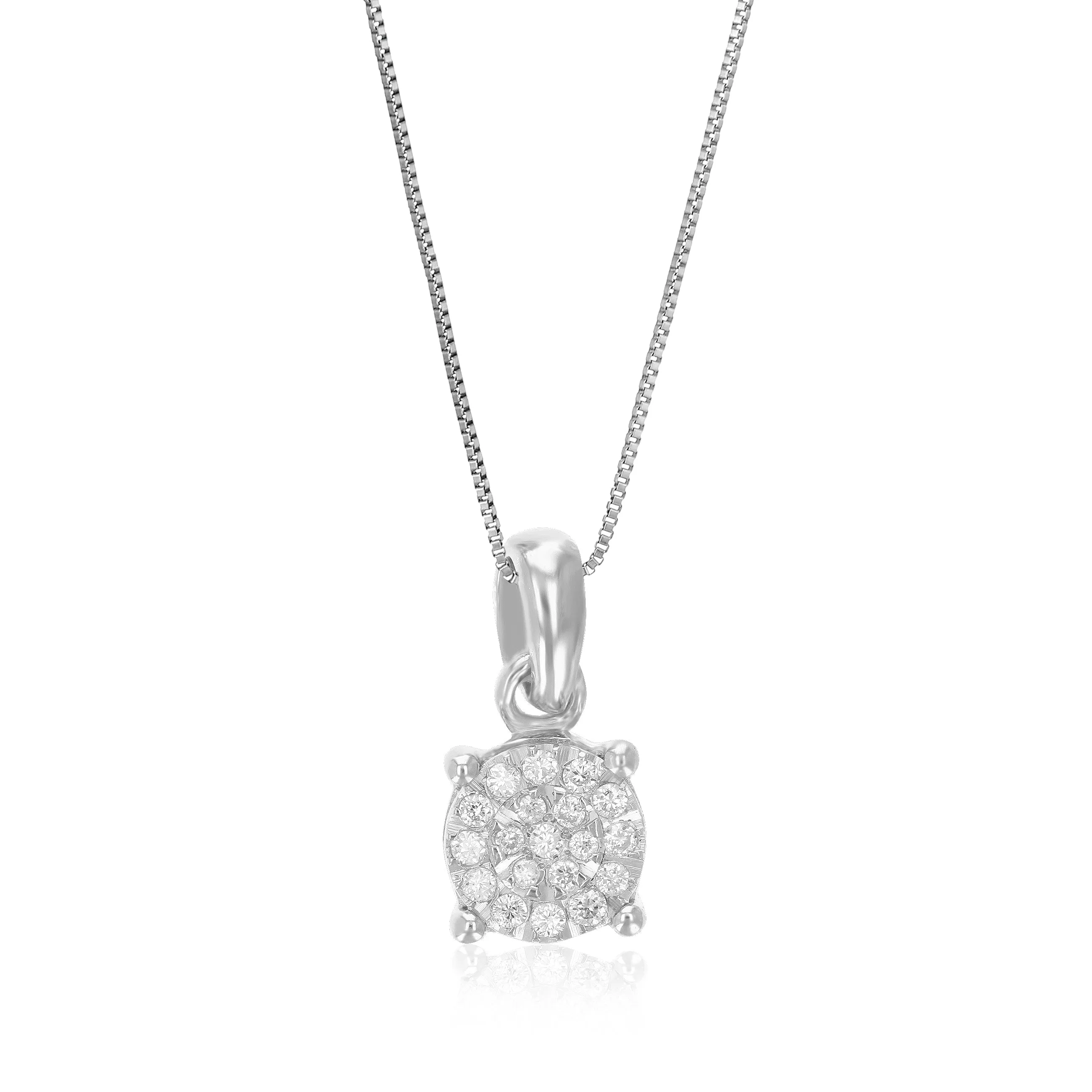 1/12 cttw Lab Grown Diamond Circle Pendant Necklace .925 Sterling Silver 1/4 Inch With 18 Inch Chain