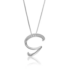 1/12 cttw Lab Grown Diamond Letter G Pendant Necklace .925 Sterling Silver 1/2 Inch With 18 Inch Chain