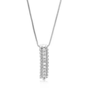 1/14 cttw Lab Grown Diamond Linear Pendant Necklace .925 Sterling Silver 1/10 Inch with 18 Inch Chain, Size 1/2 Inch