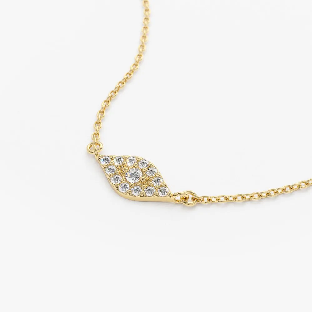 14K Gold Diamond Evil Eye Necklace