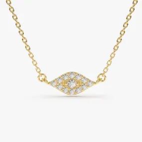 14K Gold Diamond Evil Eye Necklace