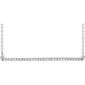 14K White 1/6 CTW Natural Diamond Bar 16-18" Necklace