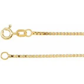 14K Yellow 1.3 mm Diamond-Cut Box 16" Chain