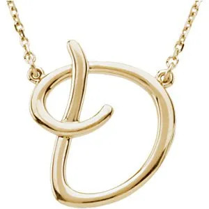 14K Yellow Script Initial A 16" Necklace