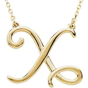 14K Yellow Script Initial A 16" Necklace