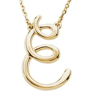 14K Yellow Script Initial A 16" Necklace