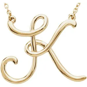 14K Yellow Script Initial A 16" Necklace