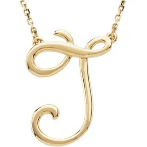 14K Yellow Script Initial A 16" Necklace