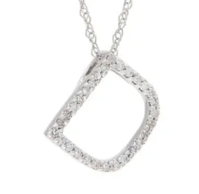 14kt White gold diamond initial pendant D