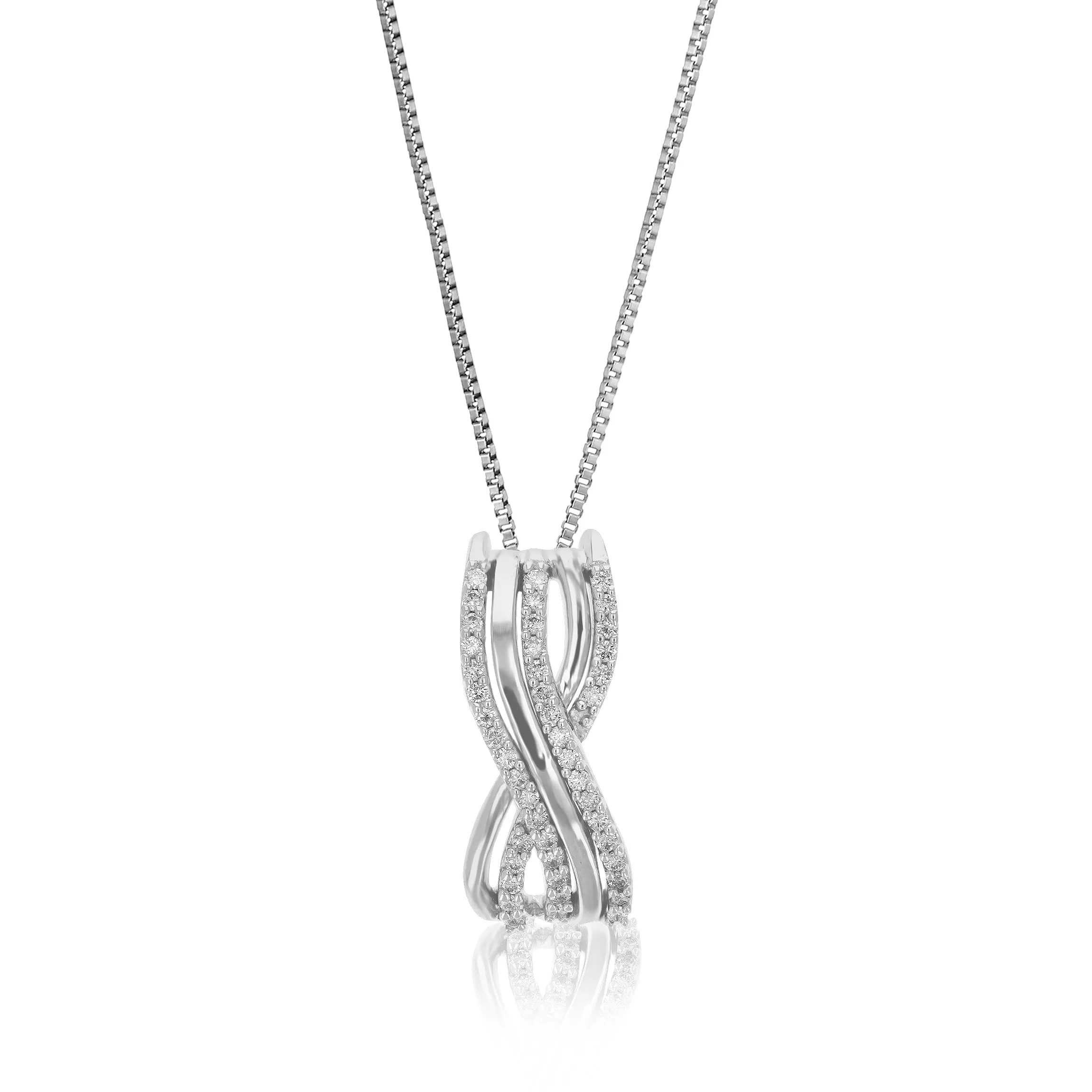 1/6 cttw Lab Grown Diamond Infinity Pendant Necklace .925 Sterling Silver 1/4 Inch With 18 Inch Chain