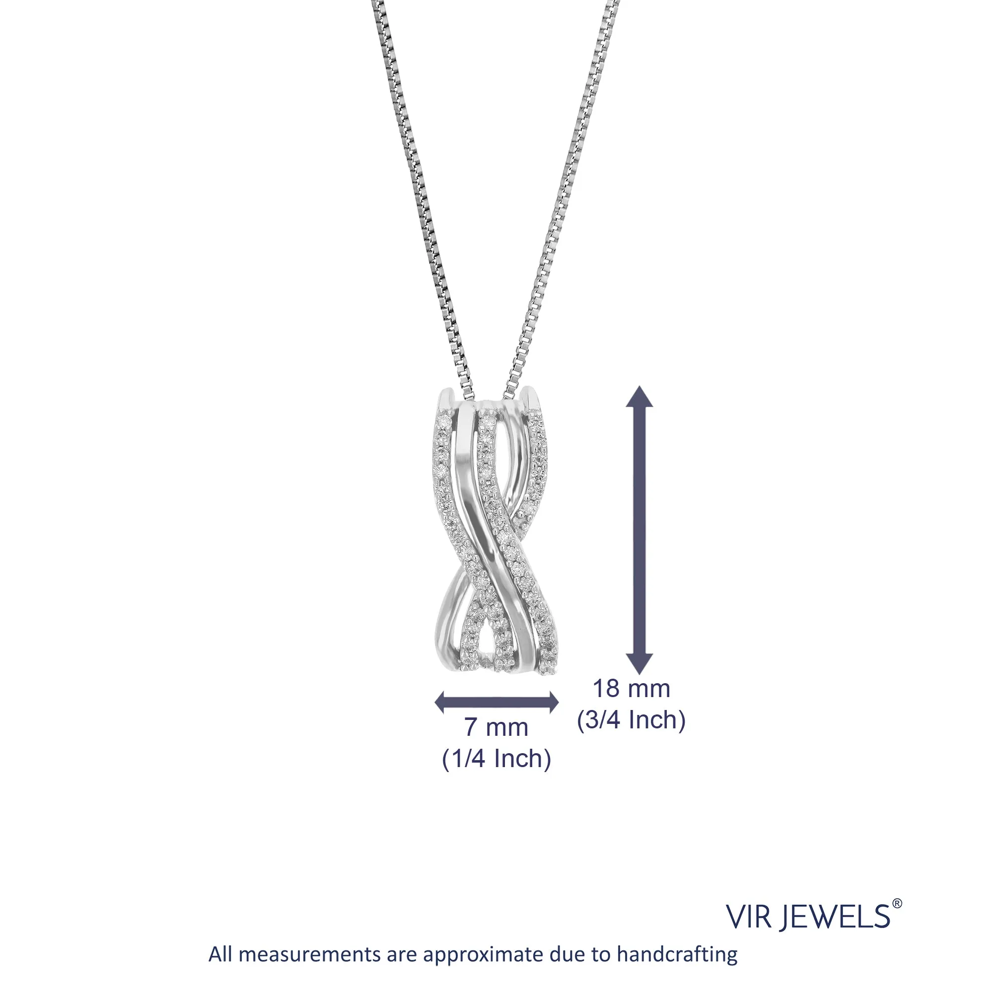 1/6 cttw Lab Grown Diamond Infinity Pendant Necklace .925 Sterling Silver 1/4 Inch With 18 Inch Chain