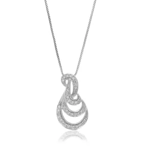 1/6 cttw Lab Grown Round Diamond Swirl Pendant Necklace .925 Sterling Silver 2/5 Inch With 18 Inch Chain