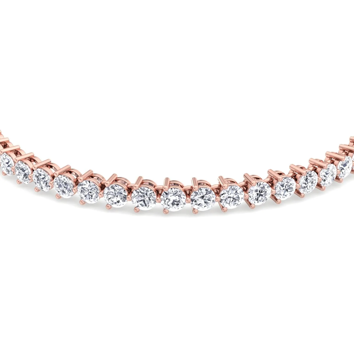 3-Prong Natural Diamond Tennis Bracelet - Martini Style 18K Solid Gold