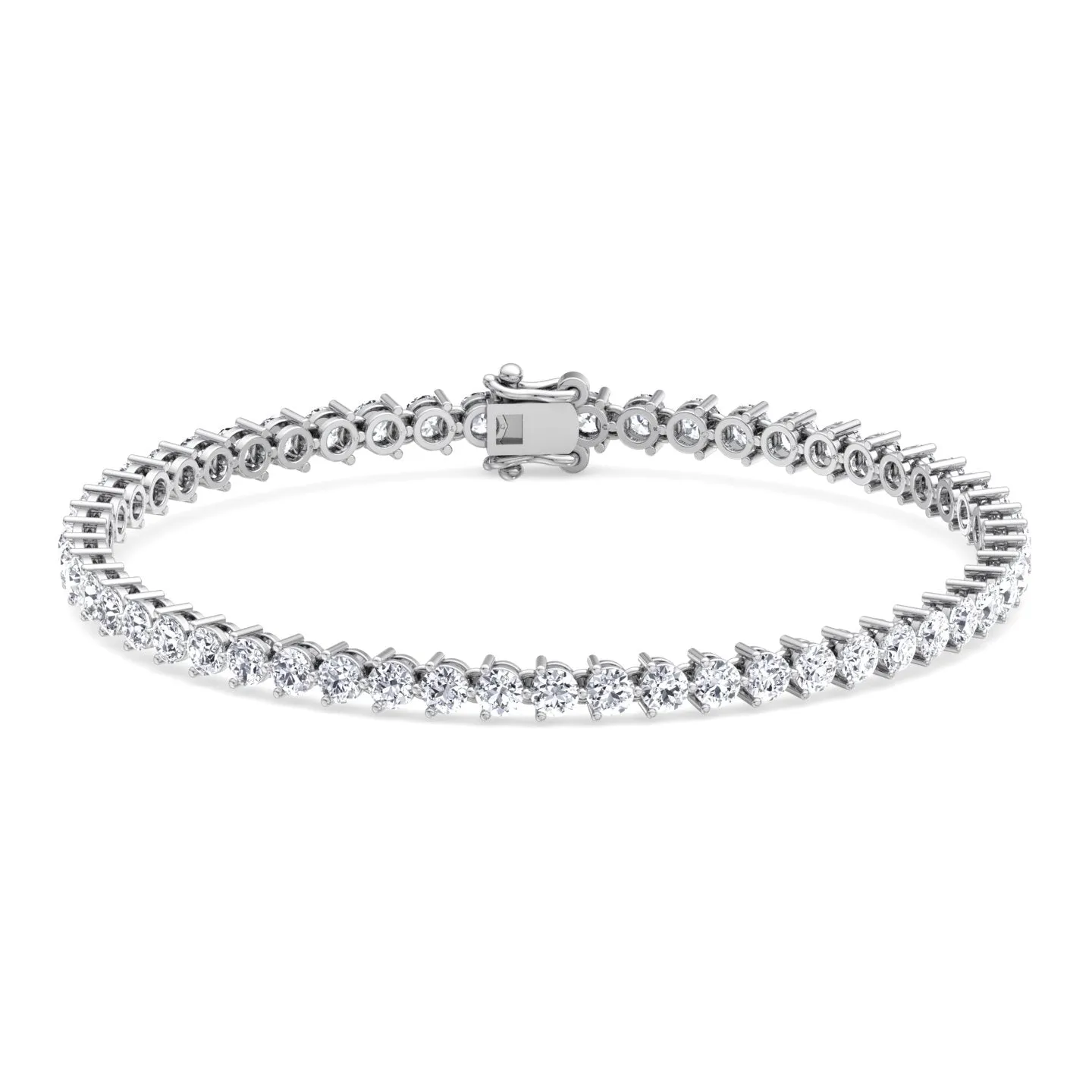 3-Prong Natural Diamond Tennis Bracelet - Martini Style 18K Solid Gold