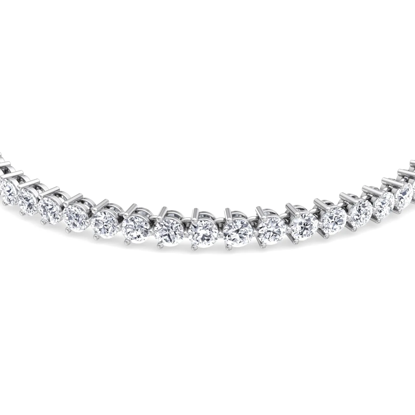 3-Prong Natural Diamond Tennis Bracelet - Martini Style 18K Solid Gold