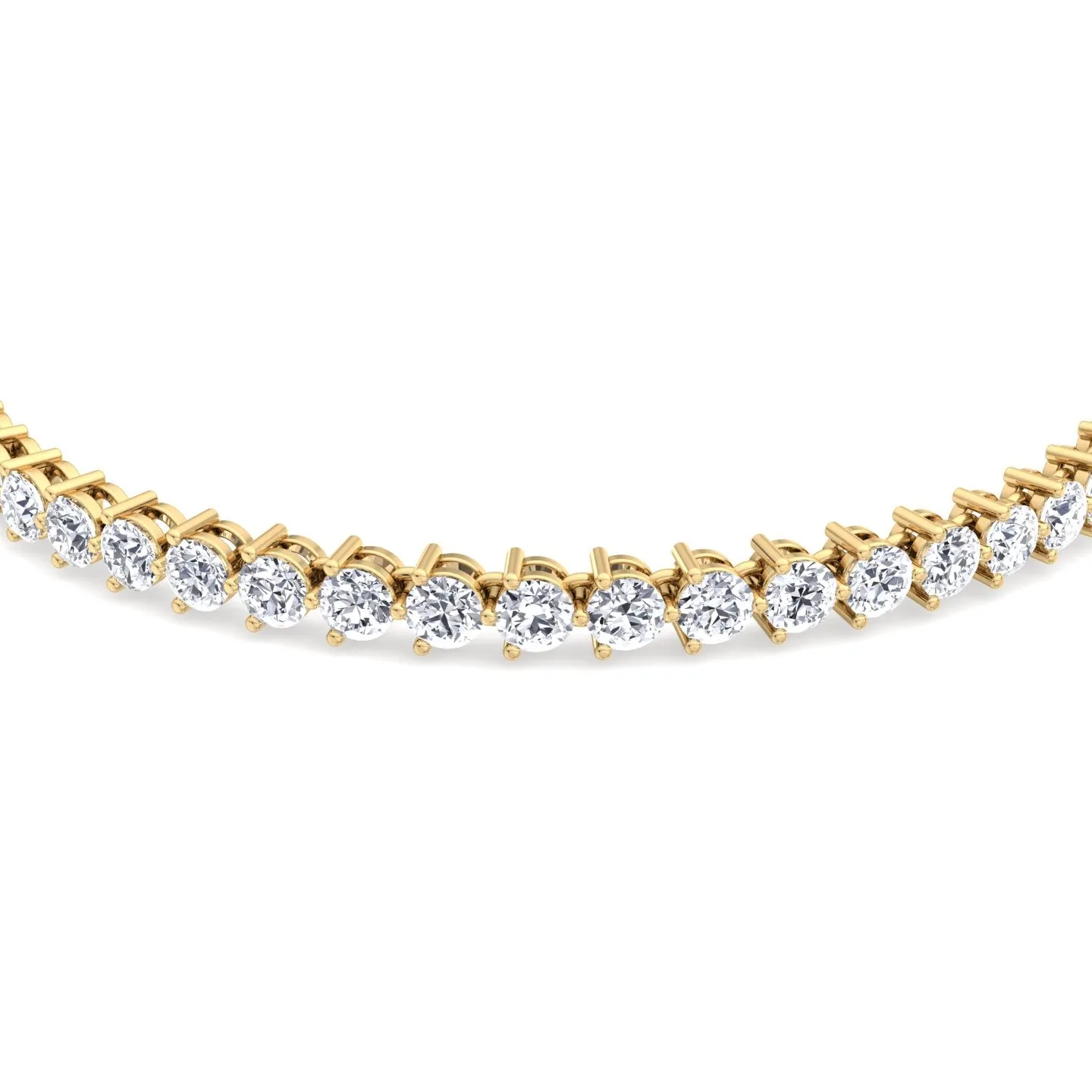 3-Prong Natural Diamond Tennis Bracelet - Martini Style 18K Solid Gold