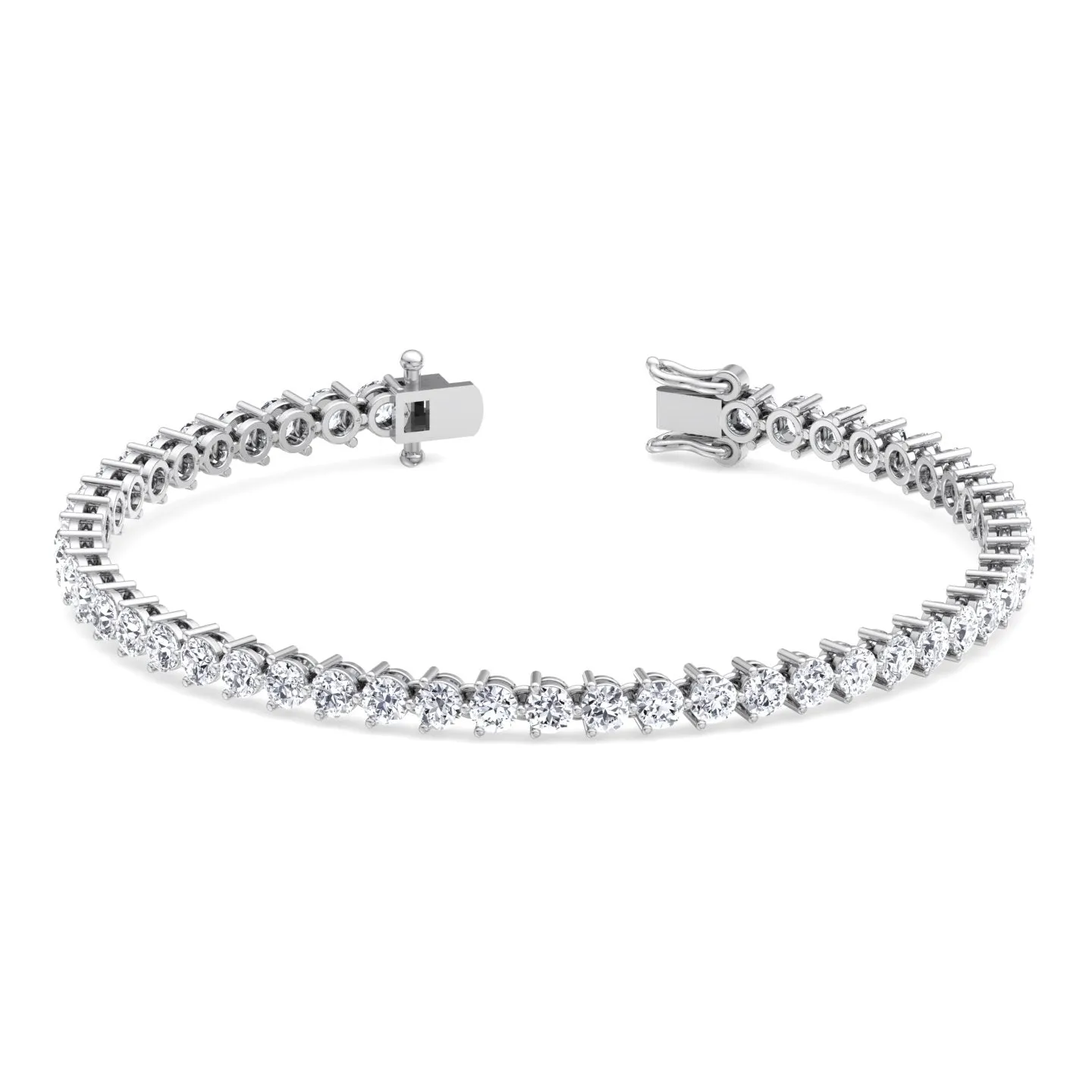 3-Prong Natural Diamond Tennis Bracelet - Martini Style 18K Solid Gold