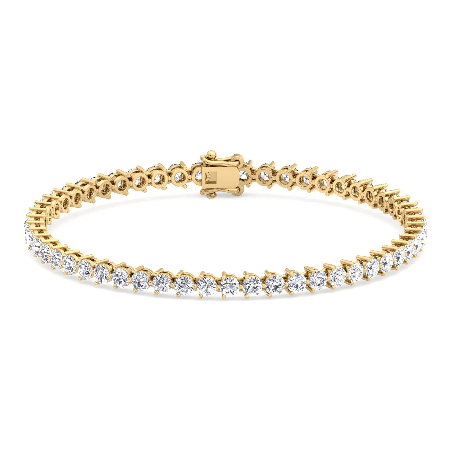 3-Prong Natural Diamond Tennis Bracelet - Martini Style 18K Solid Gold