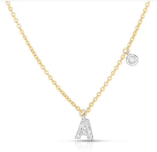 A Initial Necklace with Bezel Set Diamond