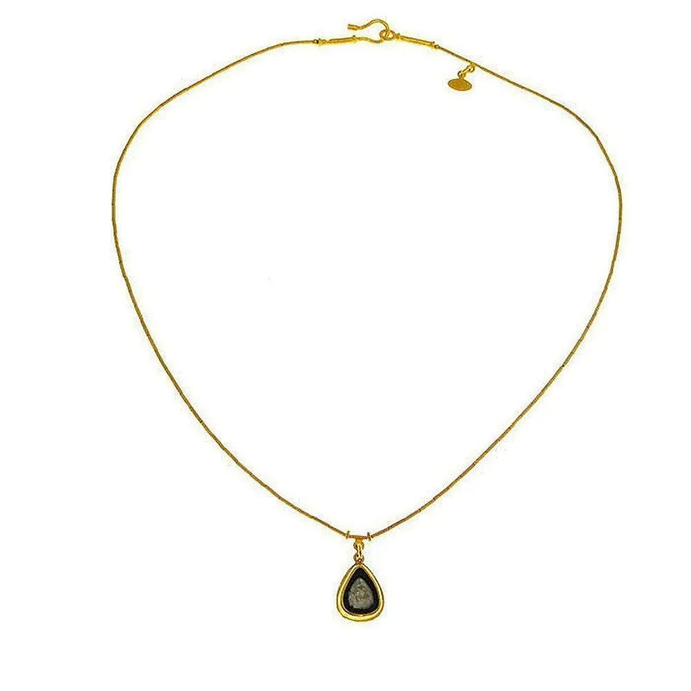 Ara 24k Gold Single Strand Necklace with Diamond