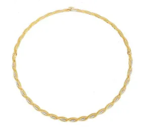 Barocco Braided Diamond Necklace in Yellow Gold