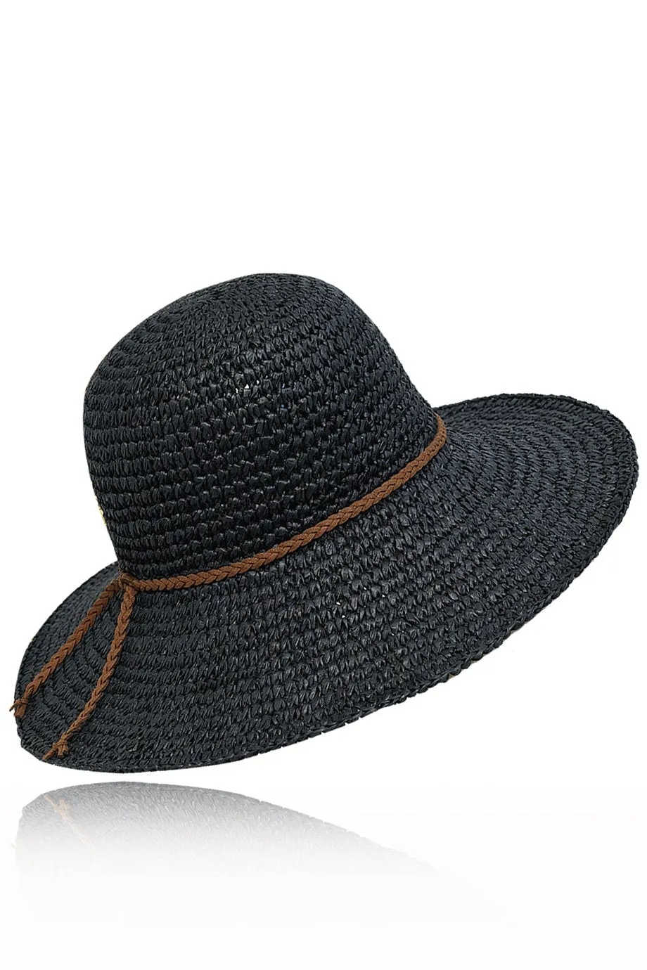 Bernie Black Straw Beach Hat