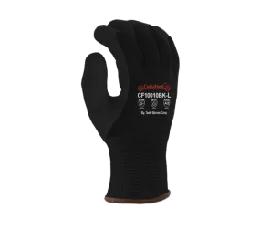 Black Heavy Thermal Shell, Double Layer Acrylic Insulation, Black Crinkle Latex Palm Coated Gloves with PVC Waterproof Barrier