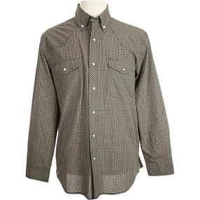 Brown Black Plaid Pearl Snap Shirt