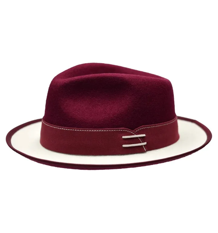 Burgundy Outcast Collection Bruno Capelo Wool Felt Fedora Men's Hat