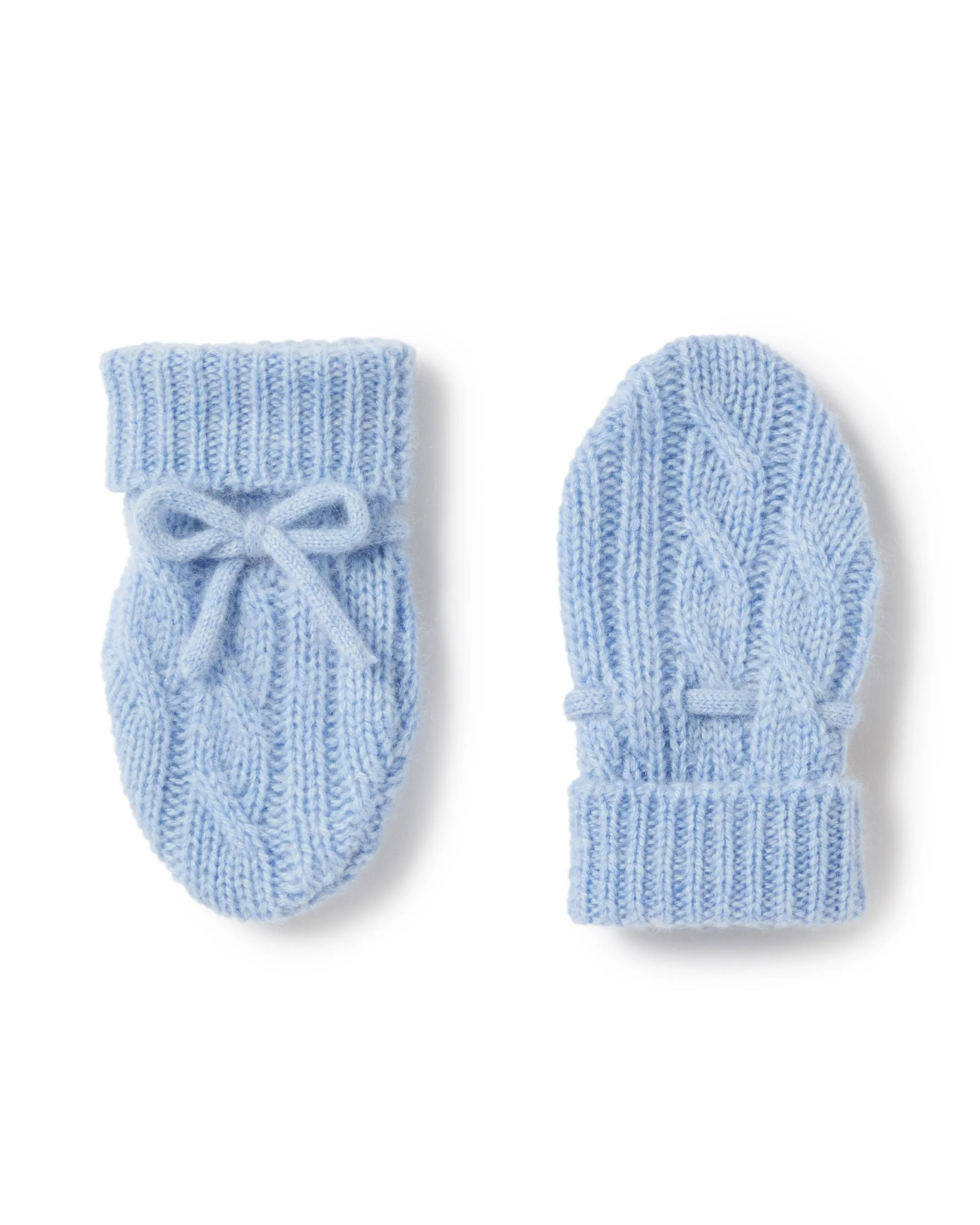 Cable Cashmere Mittens Cornflower Blue