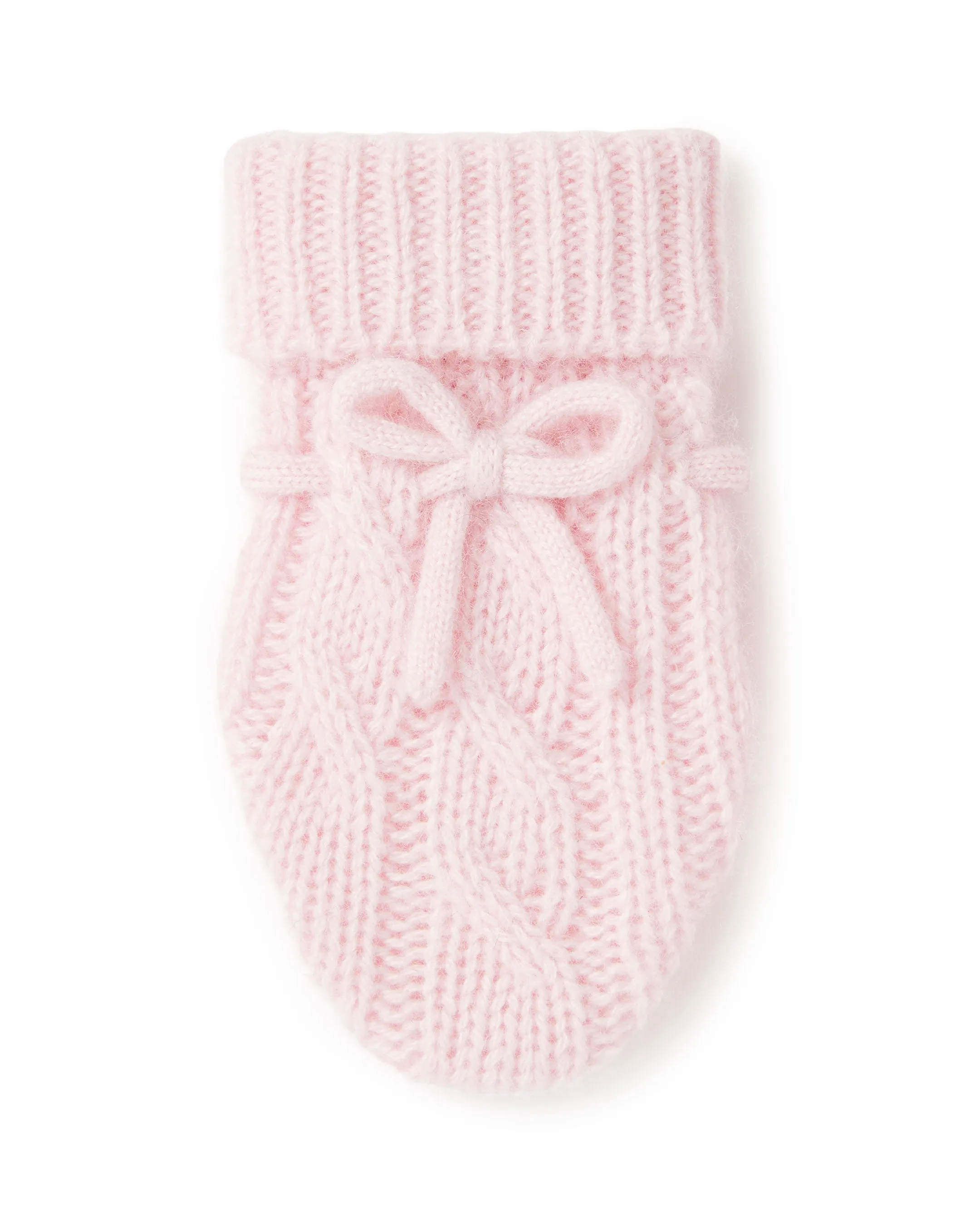 Cable Cashmere Mittens Pale Pink