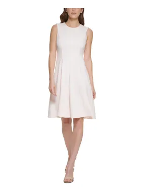 CALVIN KLEIN Womens Zippered Sleeveless Jewel Neck Above The Knee Wear To Work Fit   Flare Dress