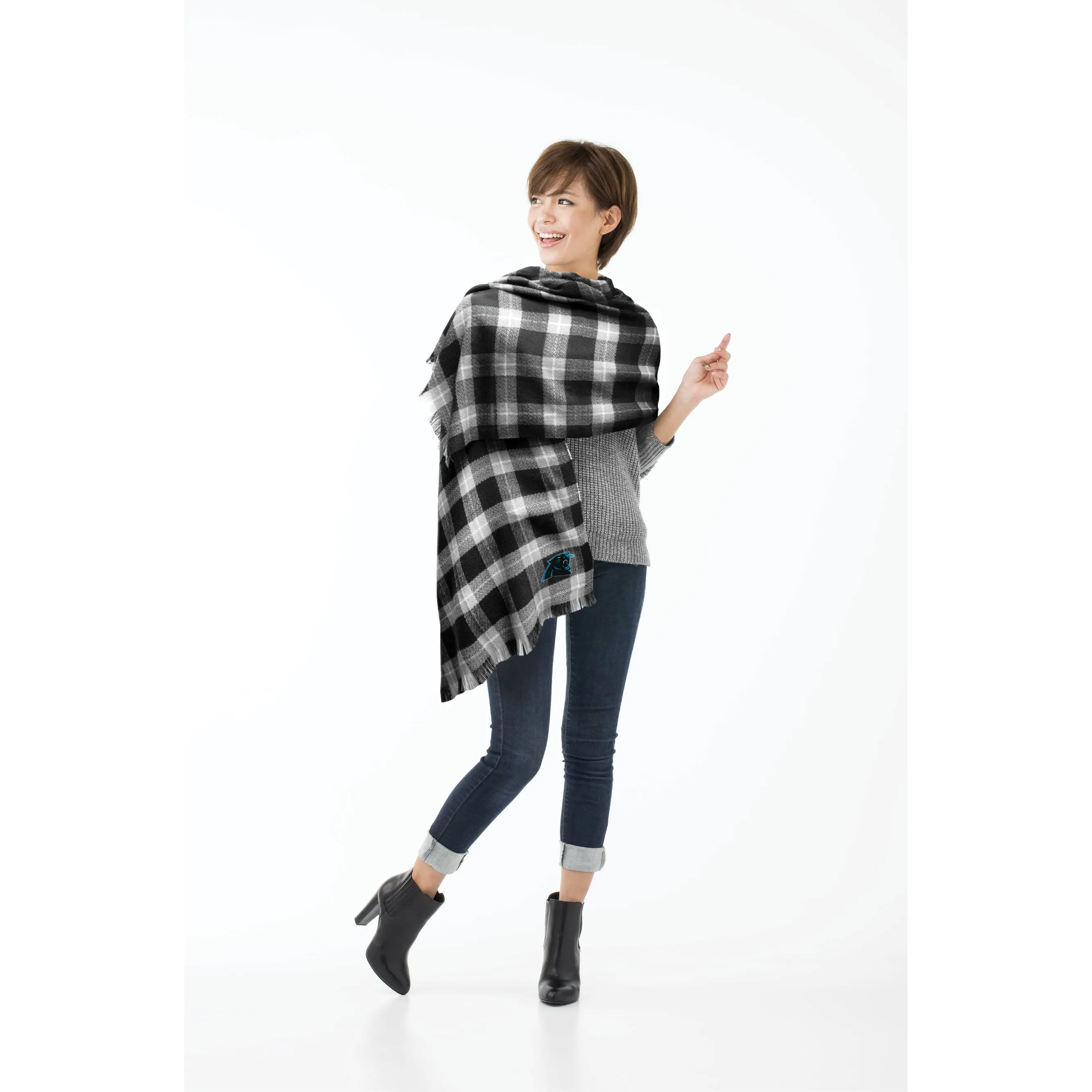 Carolina Panthers Plaid Blanket Scarf