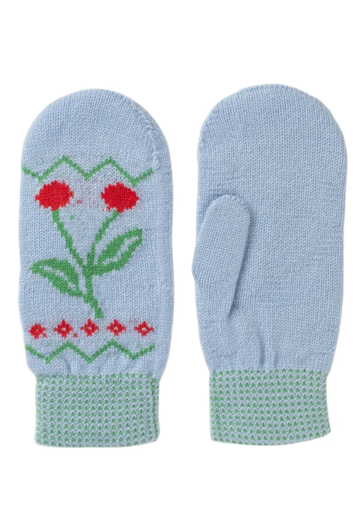 Cashmere Cherry Mittens - Celeste Blue