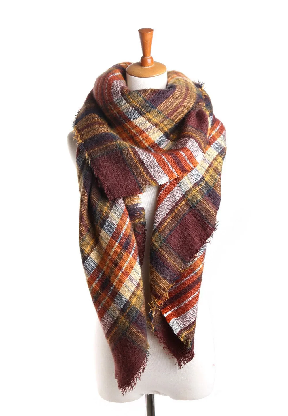 Cashmere Women's Plaid Thick Scarf