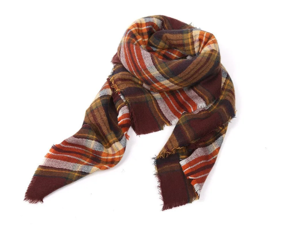 Cashmere Women's Plaid Thick Scarf