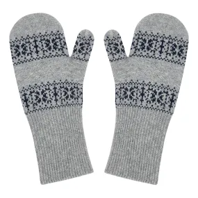 Cashmere Wool Norse Mittens in Grey and Navy