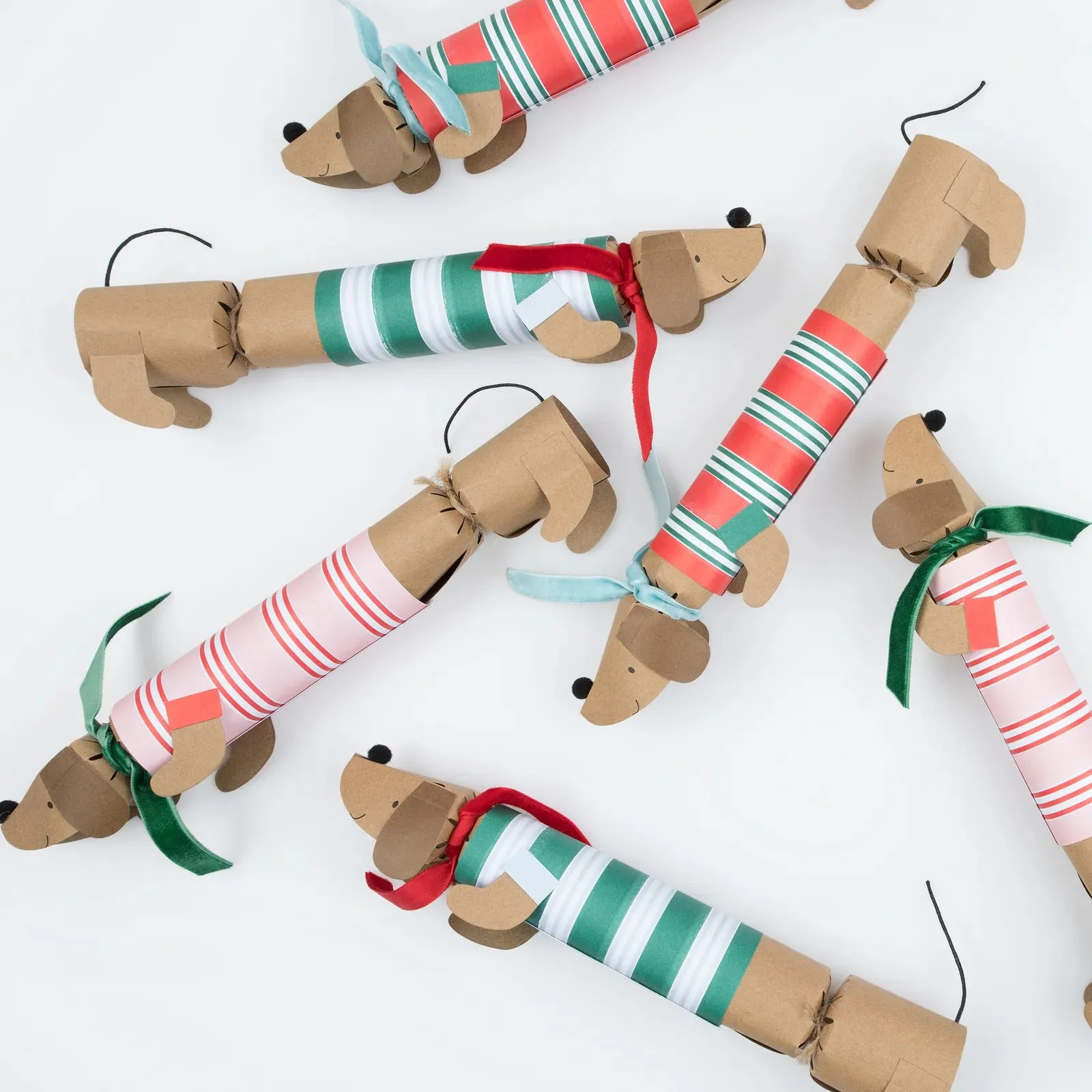 Christmas Crackers Festive Stripe Sausage Dog (Pack 6)