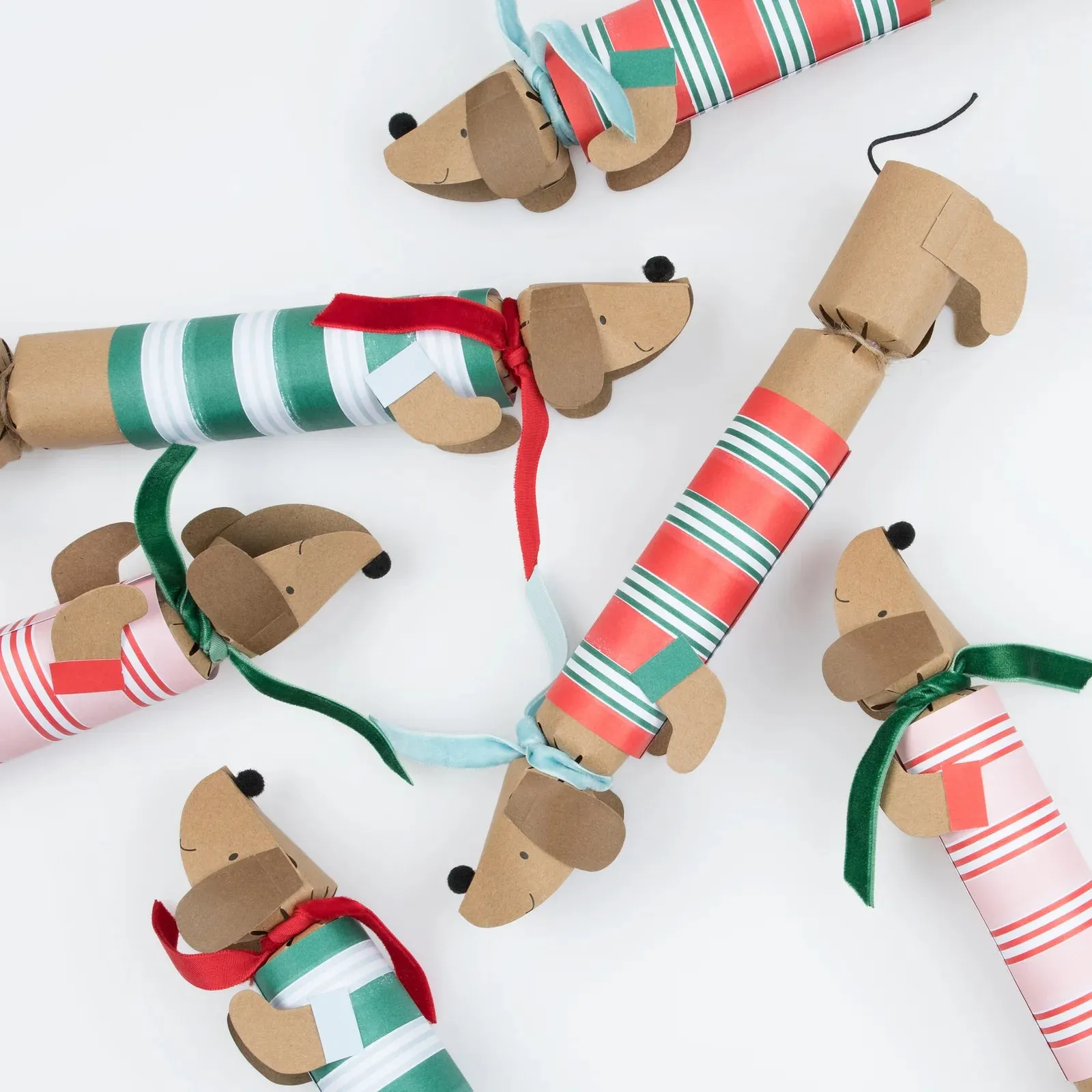 Christmas Crackers Festive Stripe Sausage Dog (Pack 6)