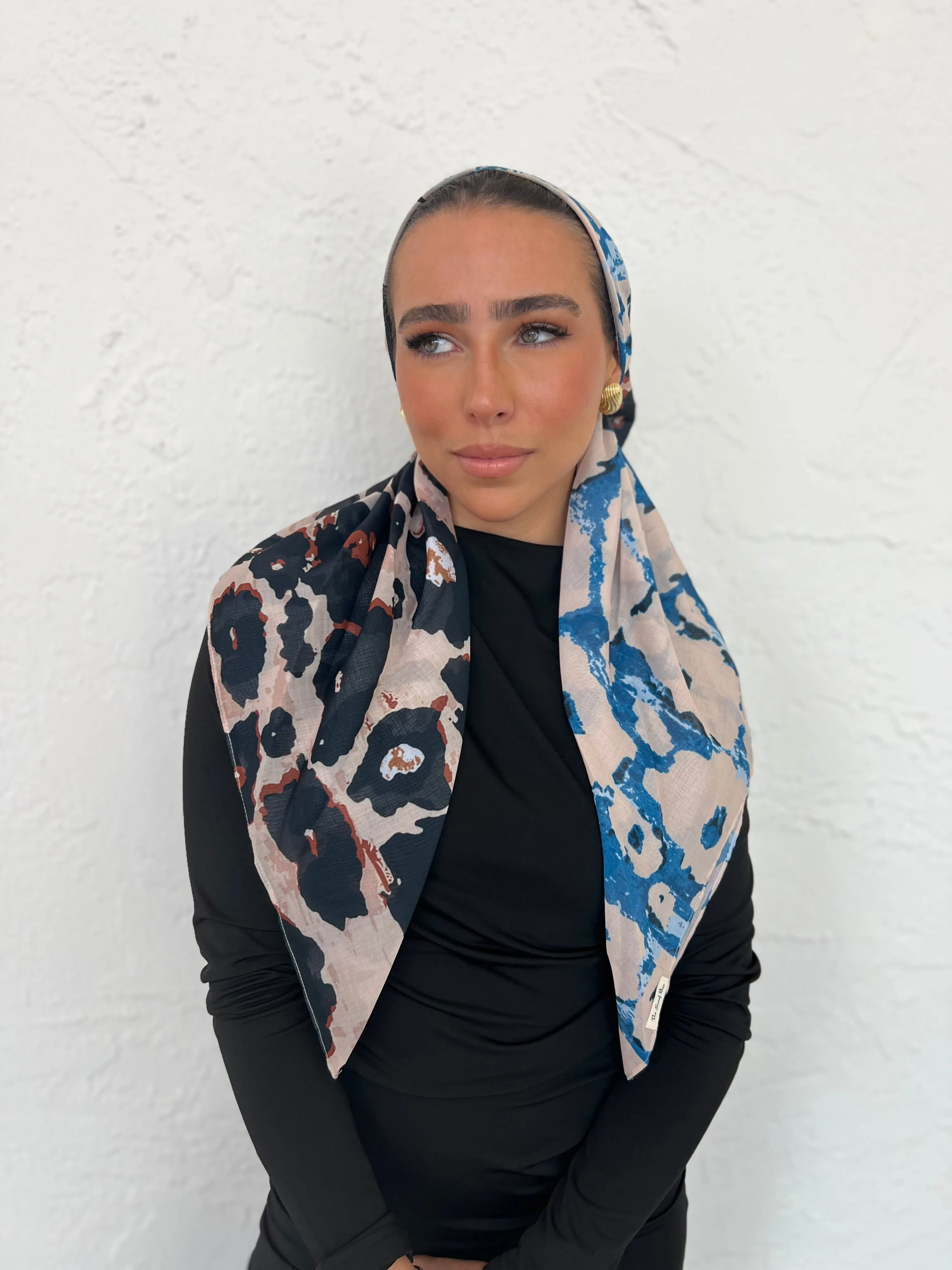 CLASSIC PRETIED Majestic Cheeta Head Scarf (WITH VELVET GRIP)