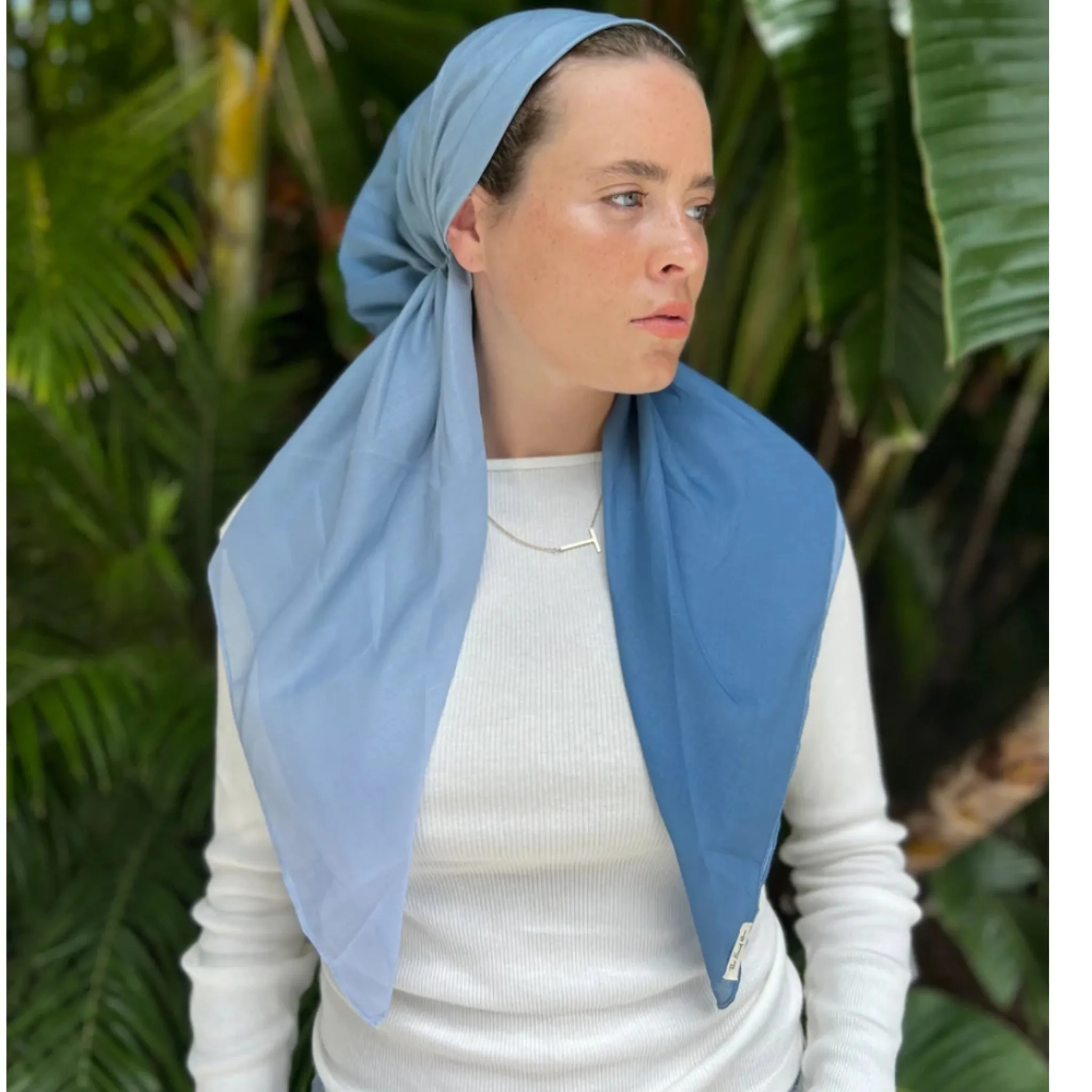 Classic Pretied SB Headscarf: Ombre Sky Blue