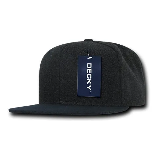 Decky 1087 Melton Wool Snapback Hat, 6 Panel Melton Snapback Cap - CASE Pricing