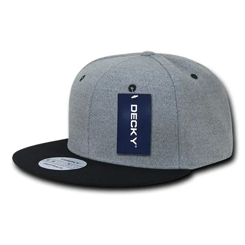 Decky 1087 Melton Wool Snapback Hat, 6 Panel Melton Snapback Cap - CASE Pricing