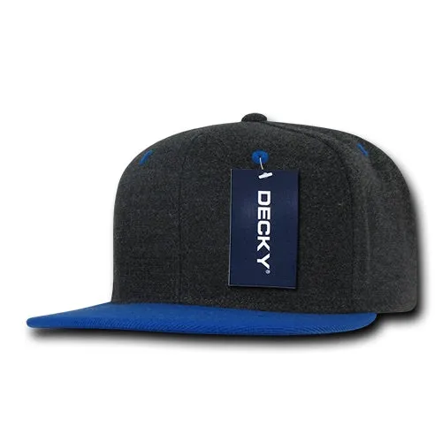 Decky 1087 Melton Wool Snapback Hat, 6 Panel Melton Snapback Cap - CASE Pricing