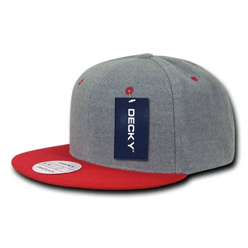 Decky 1087 Melton Wool Snapback Hat, 6 Panel Melton Snapback Cap - CASE Pricing